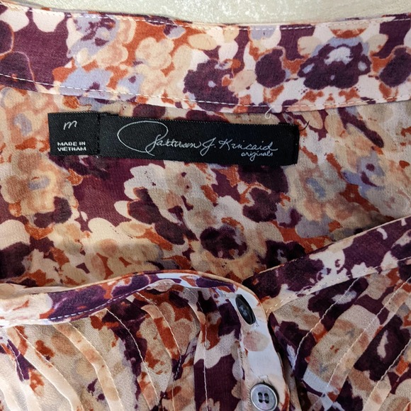 Patterson J. Kincaid Cropped Loose Fit Abstract Floral Blouse Size M - Picture 4 of 4